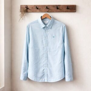 Peter Millar Light Blue Linen Blend Roll Tab Button Up Shirt Women Size M